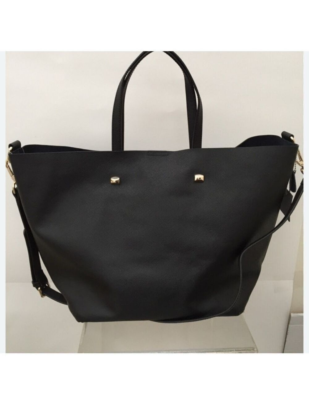 Monserrat De Luca Black Saffiano leather large designer Italian Tote Bag